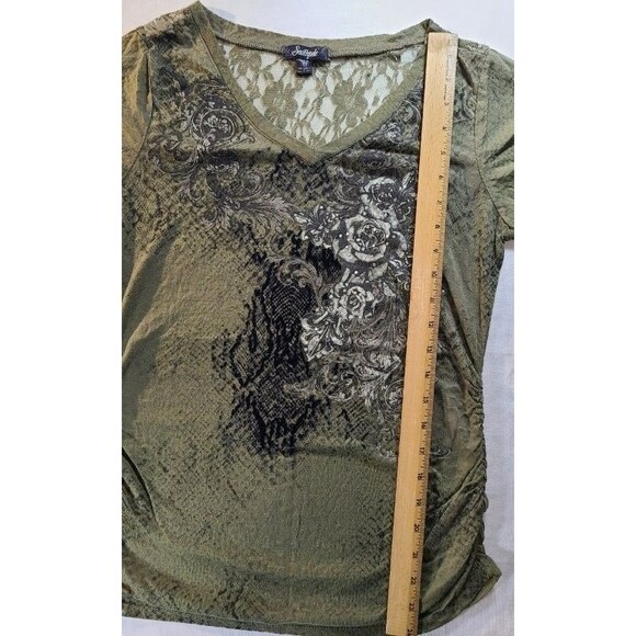 Southpole XL Green Lace Back Top EUC #Casual #Boho #Ruched #Stretch #Stylish - Picture 6 of 6